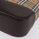 BURBERRY Nova Check Hand Bag Canvas Beige Gold Auth 196649A-12