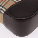 BURBERRY Nova Check Hand Bag Canvas Beige Gold Auth 196649A-13