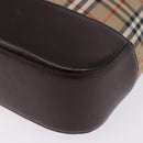 BURBERRY Nova Check Hand Bag Canvas Beige Gold Auth 196649A-14