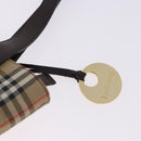 BURBERRY Nova Check Hand Bag Canvas Beige Gold Auth 196649A-15