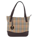 BURBERRY Nova Check Hand Bag Canvas Beige Gold Auth 196649A-2