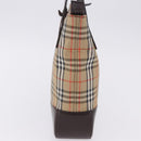 BURBERRY Nova Check Hand Bag Canvas Beige Gold Auth 196649A-5