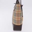 BURBERRY Nova Check Hand Bag Canvas Beige Gold Auth 196649A-6