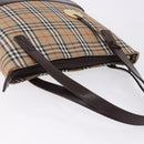 BURBERRY Nova Check Hand Bag Canvas Beige Gold Auth 196649A-7
