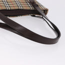 BURBERRY Nova Check Hand Bag Canvas Beige Gold Auth 196649A-8