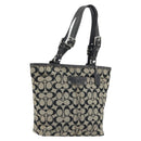 Coach Hand Bag Canvas Black Silver Auth 196652A-1