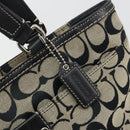 Coach Hand Bag Canvas Black Silver Auth 196652A-17