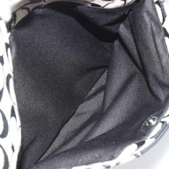 Coach Hand Bag Canvas Black Silver Auth 196652A