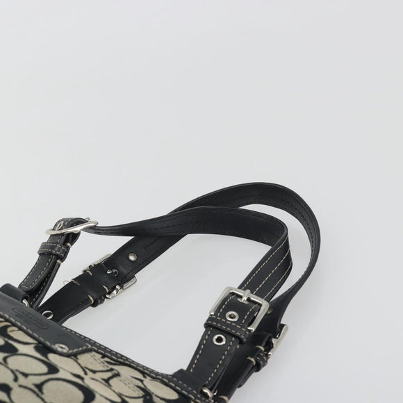 Coach Hand Bag Canvas Black Silver Auth 196652A