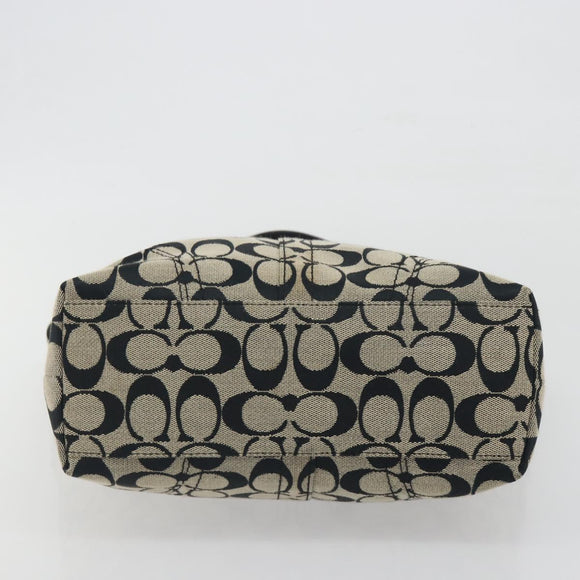 Coach Hand Bag Canvas Black Silver Auth 196652A