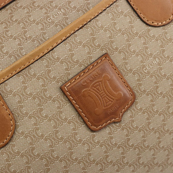 CELINE Macadam Canvas Hand Bag PVC Beige Gold Auth 196656A