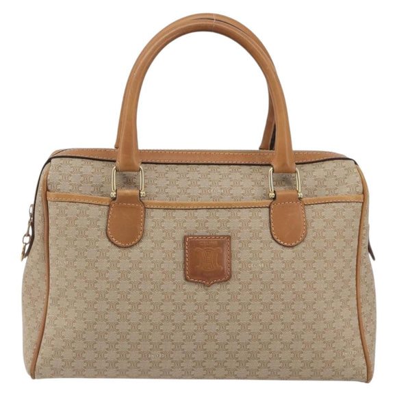 CELINE Macadam Canvas Hand Bag PVC Beige Gold Auth 196656A