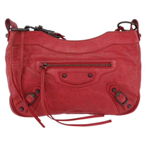 BALENCIAGA The Hip Shoulder Bag Leather Red 242803 Auth 196657A