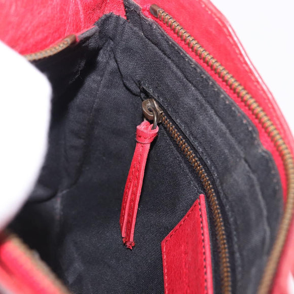 BALENCIAGA The Hip Shoulder Bag Leather Red 242803 Auth 196657A