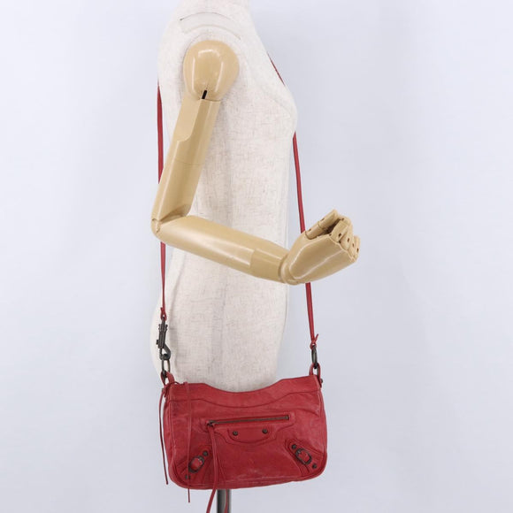 BALENCIAGA The Hip Shoulder Bag Leather Red 242803 Auth 196657A