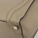 CELINE Luggage Micro Shopper Hand Bag Leather Beige Silver Auth 196658V-12