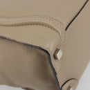 CELINE Luggage Micro Shopper Hand Bag Leather Beige Silver Auth 196658V-13