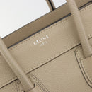 CELINE Luggage Micro Shopper Hand Bag Leather Beige Silver Auth 196658V-14