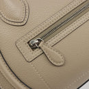 CELINE Luggage Micro Shopper Hand Bag Leather Beige Silver Auth 196658V-15