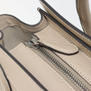 CELINE Luggage Micro Shopper Hand Bag Leather Beige Silver Auth 196658V-16