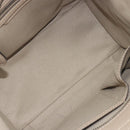 CELINE Luggage Micro Shopper Hand Bag Leather Beige Silver Auth 196658V-17