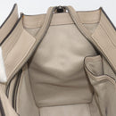 CELINE Luggage Micro Shopper Hand Bag Leather Beige Silver Auth 196658V-18