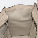 CELINE Luggage Micro Shopper Hand Bag Leather Beige Silver Auth 196658V-19