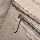 CELINE Luggage Micro Shopper Hand Bag Leather Beige Silver Auth 196658V-20