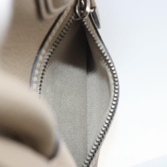 CELINE Luggage Micro Shopper Hand Bag Leather Beige Silver Auth 196658V