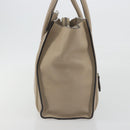 CELINE Luggage Micro Shopper Hand Bag Leather Beige Silver Auth 196658V-5