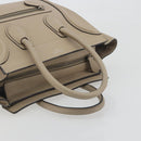 CELINE Luggage Micro Shopper Hand Bag Leather Beige Silver Auth 196658V-7