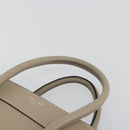 CELINE Luggage Micro Shopper Hand Bag Leather Beige Silver Auth 196658V-8