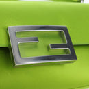 FENDI Phone Pouch Mamma Baguette Pouch Satin Green Silver Auth 196659M-16