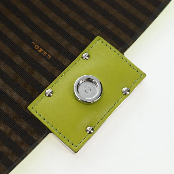 FENDI Phone Pouch Mamma Baguette Pouch Satin Green Silver Auth 196659M