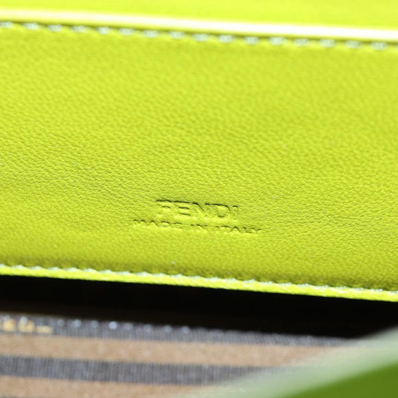FENDI Phone Pouch Mamma Baguette Pouch Satin Green Silver Auth 196659M