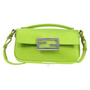 FENDI Phone Pouch Mamma Baguette Pouch Satin Green Silver Auth 196659M-13