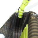 FENDI Phone Pouch Mamma Baguette Pouch Satin Green Silver Auth 196659M-21