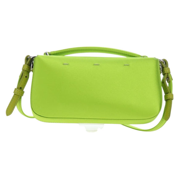 FENDI Phone Pouch Mamma Baguette Pouch Satin Green Silver Auth 196659M