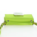 FENDI Phone Pouch Mamma Baguette Pouch Satin Green Silver Auth 196659M-5
