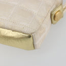 CHANEL New Travel Line Pouch Canvas Gold CC Auth 196660A-10