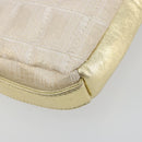 CHANEL New Travel Line Pouch Canvas Gold CC Auth 196660A-11