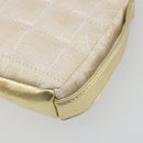 CHANEL New Travel Line Pouch Canvas Gold CC Auth 196660A-12