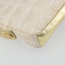 CHANEL New Travel Line Pouch Canvas Gold CC Auth 196660A-13