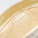 CHANEL New Travel Line Pouch Canvas Gold CC Auth 196660A-16