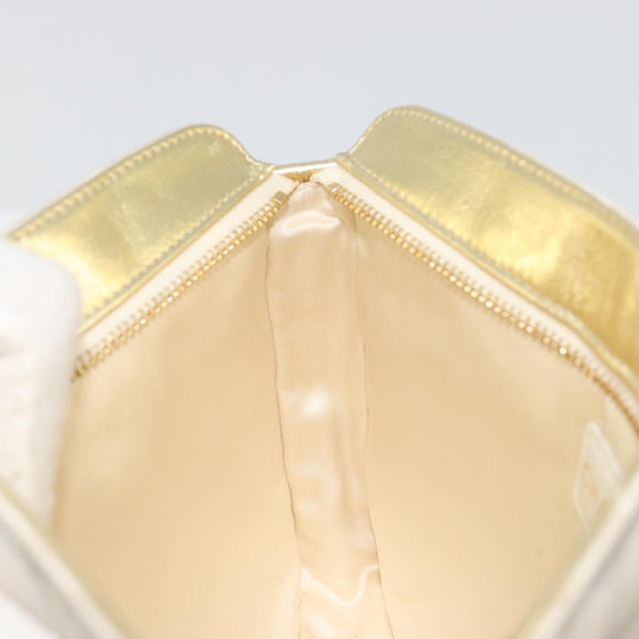 CHANEL New Travel Line Pouch Canvas Gold CC Auth 196660A