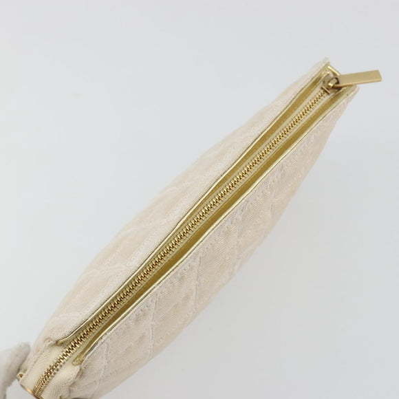 CHANEL New Travel Line Pouch Canvas Gold CC Auth 196660A