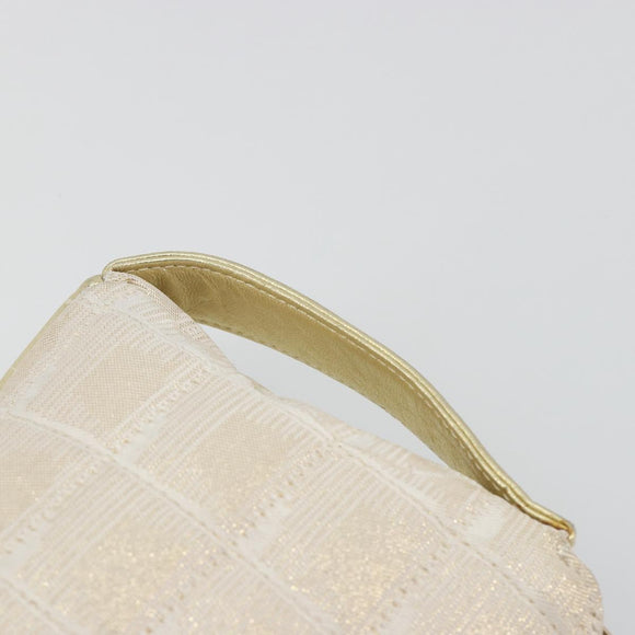 CHANEL New Travel Line Pouch Canvas Gold CC Auth 196660A