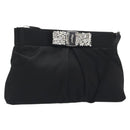 Salvatore Ferragamo Vala Shoulder Bag Satin Black Silver Auth 196662A-1