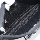 Salvatore Ferragamo Vala Shoulder Bag Satin Black Silver Auth 196662A-11