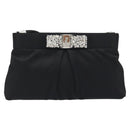 Salvatore Ferragamo Vala Shoulder Bag Satin Black Silver Auth 196662A-13